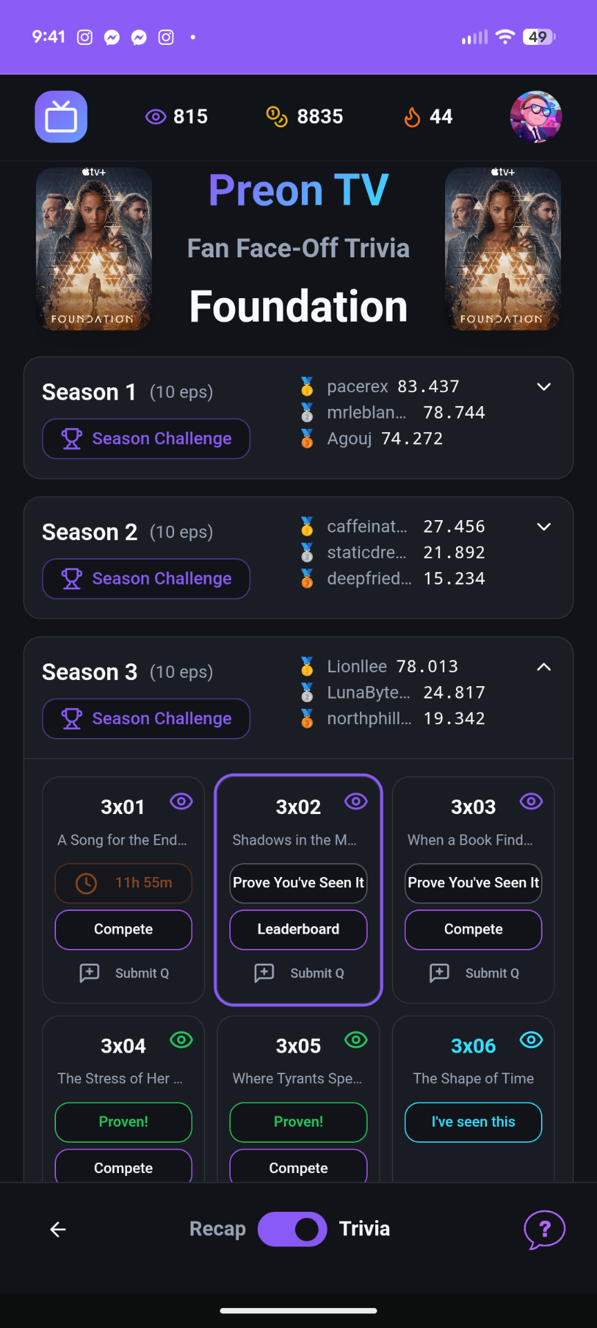 Trivia for every episode of every show